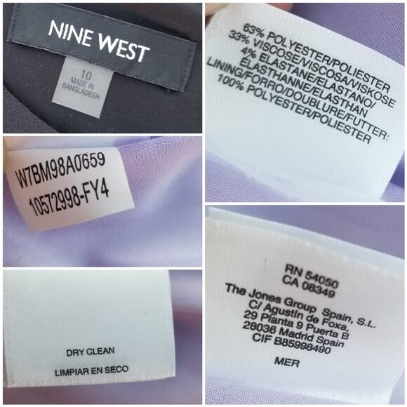 Sleeveless Colorblock Dress Stretch Lilac Purple Black Nine West Size 10 NWT - Picture 1 of 8